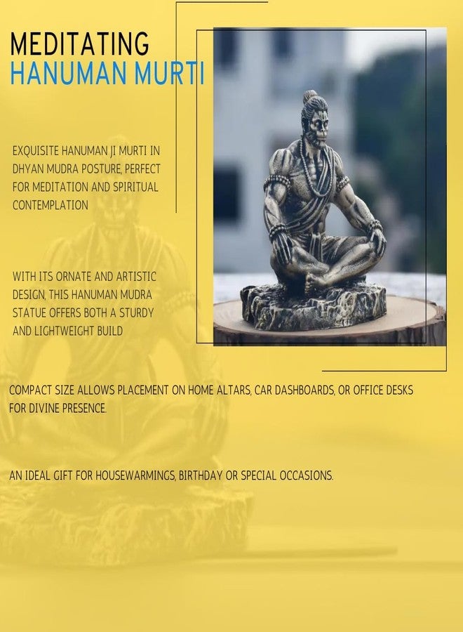 KUTUMBH Lord Hanuman Ji Idol for Car Dashboard, Home Temple & Office | Premium Finish Decorative Resin Hanuman Statue for Pooja, Meditation & Home Décor | Grey - Image 5